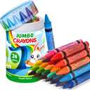 24 Colors Jumbo Crayons for Toddlers 1-3, Non Toxic Large Crayon for Kids 2-4, Washable Big Crayons Coloring Art Supplies, Birthday Gifts & Easter Basket Stuffers for Toddler Boys Girls Ages 3-5