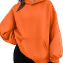 WYNNQUE Hoodies for Women Oversized Sweatshirts Fall Fashion Outfits 2025 Casual Sweaters Tops Fleece Workout Winter Clothes (X-Small, Orange)