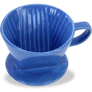 Pour Over Ceramic - Coffee Dripper Ceramic Coffee Maker with 3 Holes Flat Bottom, Porcelain Slow Filter Cone for Travel, Camping, Office, Home, Coffee Maker Brew (Blue)