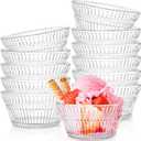 12 Pack Small Glass Bowls Set, 12 Oz Fluted Prep Dessert Bowls for Kitchen, Stackable Snack Serving Bowls Side Dishes for Ice Cream, Dipping, Yogurt, Cereal, Candy