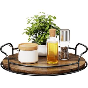 LAMU Lazy Susan Organizer, 12'' Lazy Susan Turntable for Cabinet, Table Top, Kitchen, Countertop, Bathroom, Pantry, Spice Organization, Wooden,1 Pack