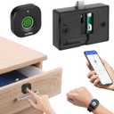 Bluetooth Fingerprint Cabinet Lock With Phone/Watch App Unlock, Smart Biometric Keyless Hidden File Drawer Wardrobe Lock, Child Safety Electric DIY Wooden Furniture
