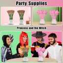 12 Set Princess and Witch Gift Bulk Including 12 Pcs Pink Pentagram Wand Star Ballpoints and 12 Pcs Green Stripes Witch Broom Pens With Organza Bags for Halloween Party Favors Supplies Decorations