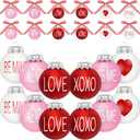 24PCS Ball Ornaments, 2.36 Inches Red Pink White Ball Shaped Ornaments, Cute Ball Hanging Baubles Decorations for Tree Love Day Wedding Christmas Party Supplies