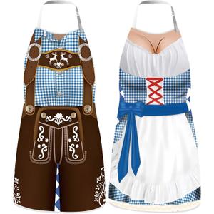 German Oktoberfest Apron,Adult Oktoberfest Dress Apron for Kitchen Cooking BBQ Party (31inch*23inch, Blue)