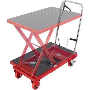 VEVOR TF23 Hydraulic Lift Table Cart, 500lbs Capacity 28.5" with 4 Wheels and Non-Slip Pad, for Material Handling and Transportation, Red