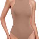 HeyNuts Women's Double Layer High Neck Sleeveless Thong Bodysuit, Ultra Soft Racerback Causal Tank Tops