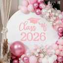 Mindsoft Pink Felt Class of 2026 Sticker Sign for Backdrop Graduation Decor for Party Congrats Grad Class of 2026 Event Letter Sign Graduation Party Balloon Arch Backdrop Decor Supplies