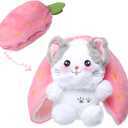 MIAODAM Easter Cat Toys, Stuffed Cat Plush, Kawaii Squishy Cute Strawberry Turn Into Cat Plush, Funny Plushies Toy for Baby & Adult (Strawberry Cat, 11.8inch)