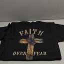 Faith Over Fear American Christian Cross God Jesus (on Back) T-Shirt Small