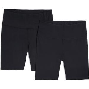 Jockey Womens 2 Pack Performance High Waist 7'' Bike Shorts (Large, Deep Black/Deep Black)