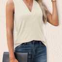 Agnes Urban Womens V Neck Tank Tops Dressy Summer Sleeveless Shirts Casual Loose Tunic Tops Blouses T Shirts (S)