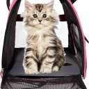 MuchL Cat Carrier for Cats Soft-Sided Travel Pat Carrier for Cat with Wooden Padding Board Airline Approved Lightweight Comfortable Cat Bag for Puppy Small Pets (Small, Pink)