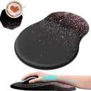 Ergonomic Mouse Pad with Wrist Rest Support + Cup Coasters,Thick Mousepad Relief Carpal Tunnel Pain, Mouse Pad with Non-Slip PU Base, Computer Mouse Pads for Wireless Mouse,Rose Gold Glitter Black