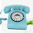 TelPal Retro Single Line Corded Desk Telephone Classic Vintage Rotary Dial Hands Free Landline Phone for Home/Office/Hotel, Antique Phones for Seniors Gift (Blue)