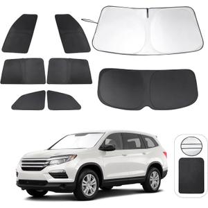 Window Shades for Honda Pilot 2016-2025 EX-L Special Edition Elite Black Edition Touring Accessories Car Side Full Windows Rear Windshield Sun Shade Camping Sun UV Rays Privacy Protection 8PCS