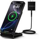 Samsung S26 S25 Wireless Charger Stand Wireless Phone Charger for Android Samsung Galaxy S25 Ultra S25 Edge S25 Plus S25FE S24FE S23 S22 S21 S20, Wireless Charging Station for iPhone 17 with Adapter