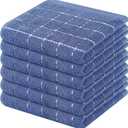 Mordimy 100% Cotton Terry Cloth Dish Cloths, Soft and Absorbent Checkered Dish Towels, Quick Drying Dish Rags for Washing Dishes, 6 Pack, 12 x 12 Inches, Navy