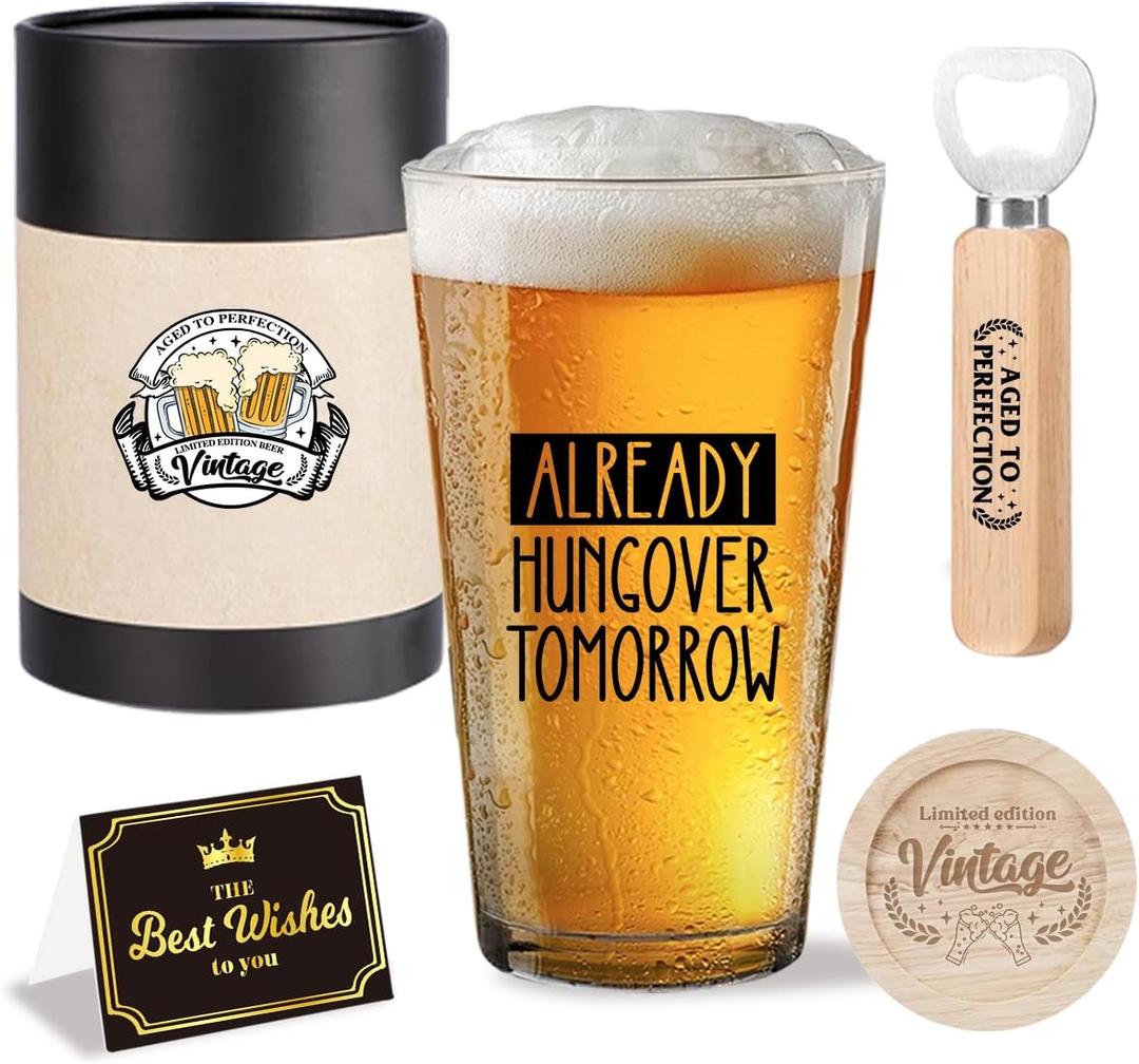 Funny Dad Grandpa Fathers Day Retirement Retired Gift Christmas Valentines Birthday Gifts for Men Papa Dad Grandpa Beers Lovers Friends Husband Father Daddy Beer Drinking Glass Gift