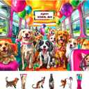 Puppy School Bus Party 500 Piece Puzzle for Adults, Fun Puzzles for Adults 500 Pieces with HD Print & Poster, 23" X 15" Dust Free, for Gifts Halloween Christmas Family Lovers