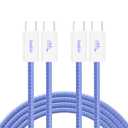 Belkin USB C to USB C Cable 2-Pack, 6.6ft, 60W - Type C Charger, iPhone Charger Cord, Soft, Braided, Flexible for iPhone 16, Galaxy S25, Pixel 9, Airpods, iPad Pro & More, Travel Essentials - Blue