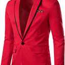 Cloudstyle Mens Casual Slim Fit Suit Jacket 1 Button Daily Blazer Business Sport Coat Tops (Large, Red)