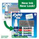 EXPO Dry Erase Markers Kit, Chisel Tip, Assorted Colors, Eraser, Spray Cleaner, 6 Count - Whiteboard, Calendar, Office Essentials, School, Classroom, Teacher Supplies