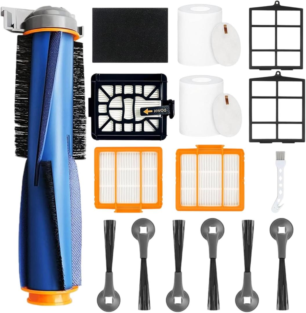 Replacement Parts Compatible with Shark AI AV2501S AV2511AE AV2501AE RV2502AE RV2610WA AV2510AOUS RV2520AOUS Robot Vacuum Cleaner, 1Main Brush, 2 motor pre-filters, 2Foam Filters, 6Side Brushes