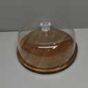 Cake Stand with Lid, Acacia Wood 12in Round Cake Holder, 2-in-1 Dessert Table Display Set & Charcuterie Board for Cheese, Chips & Dips, Nachos, Fruit Platter, Large Acrylic Cake Dome Cover