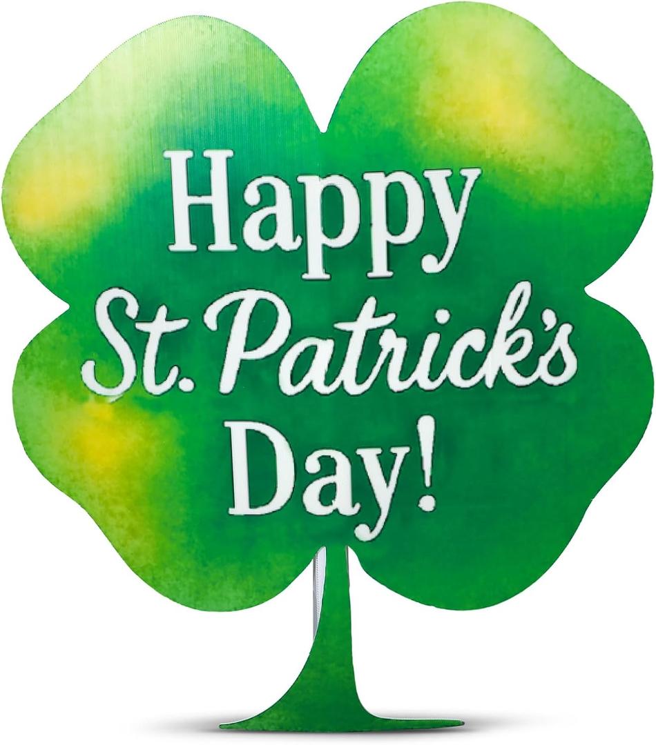 Jetec 1 Pack 4.5 ft St. Patrick's Day Green Shamrocks Cardboard Cutout Stand up Life Size St. Patrick's Day Irish Party Decorations Backdrop Photo Prop Shamrock Gold Pot Coin Cutout