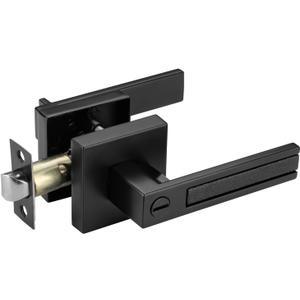 Black Door Handles, Black Door Knobs Interior, Heavy Duty Door Levers Rectangle Slot for Bath & Bed (1)