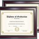 GraduatePro 8.5x11 Diploma Frame, Picture Frame for Wall and Tabletop Display with UV Protection Acrylic, Professional Wooden Look, Mahogany with Gold Beaded, Pack of 2
