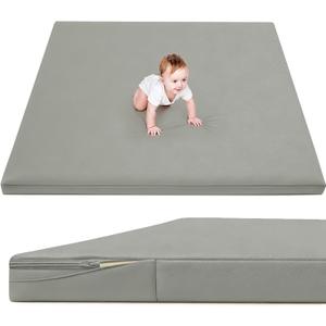 Waterproof Baby Play Mat for Floor 1.3" Thick Memory Foam 50 * 50 Cushion Playpen Playmat Tummy Time Crawling Mat Nursery Rug Pad Mattress Create Soft & Safe Area for Infants,Toddler,Kids,Grey