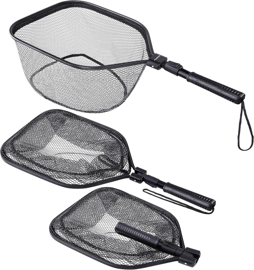 PLUSINNO Fly Fishing Net, Bass Trout Landing Net, Folding Fishing Nets Fresh Water, Safe Fish Catching or Releasing