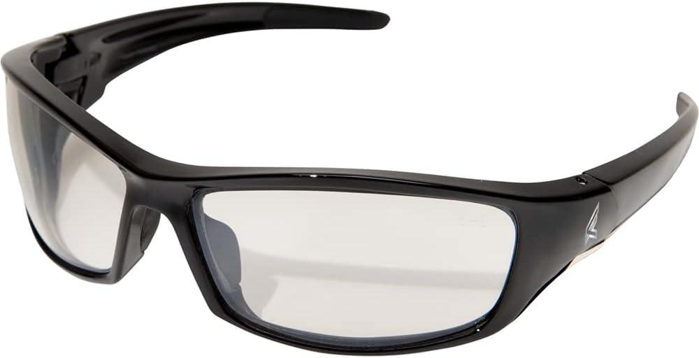 Edge SR111AR Reclus Wrap-Around Safety Glasses, Anti-Scratch, Non-Slip, UV 400, Military Grade, ANSI/ISEA & MCEPS Compliant, 5.04" Wide, Black Frame/Anti-Reflective Clear Lens, One Size