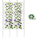 5.25FT Garden Trellis for Climbing Plants Outdoor, White Iron Pipe Support Fence, Metal Wall Trellis Climbing Frame, Trellis for Potted Plants Indoor for Ivy Vines Vegetable Flower
