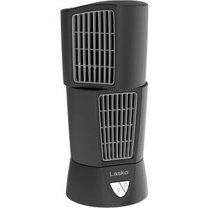 Lasko Oscillating Platinum Desktop Wind Tower Fan, 3-Speeds, Compact, Portable with Handle for Office, Bedroom and Kitchen, 14", Black, 4916