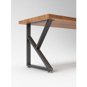 Metal Table Legs 28 inch Height x 17.7 inch Wide with Adjustable Protector Feet, Industrial & Rustic Style Heavy Duty Metal Furniture Legs for Desk/Table, (Bear Up to 800lb), Black, K-Shape Set of 2