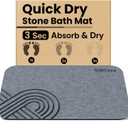 Stone Bath Mat - Diatomaceous Earth Quick Dry Bath Mat, Super Absorbent Non-Slip Shower Mat for Bathroom, Kitchen, Pool - Natural Diatomite Bathtub Mat (Grey, 16x24in)