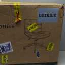 Furnimart Heavy-Duty FSC Wooden Wide Desk Chair, 360 Swivel Criss Cross Office Chair with Wheels, Comfy Cross Legged Sitting, Armless Rolling Chair for Bedroom, Office, Vanity (Linen Beige)