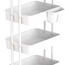 Simple Houseware 4-Tier Multifunctional Rolling Utility Cart with Hanging Buckets, White