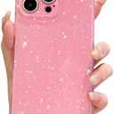 OWLSTAR for iPhone 16 Pro Case 6.3 inch, Cute Glitter Bling Thin Slim Cover, Shockproof Sparkly Shiny Soft Silicone Phone Case for Women Girls Girly (Pink) set of 2