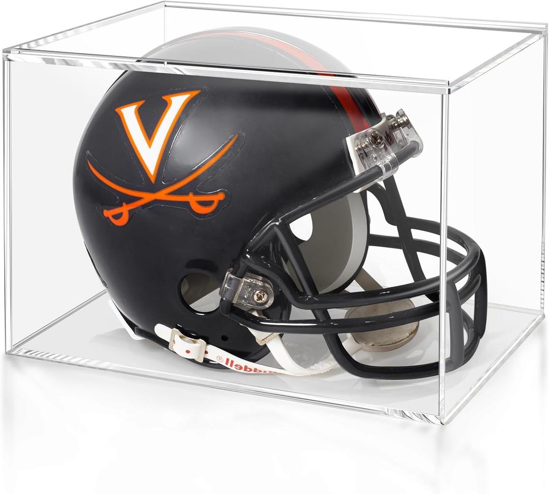 Mini Helmet Display Case, Clear Acrylic Display Cases for 1/2 Football Baseball Helmet Showcase, UV Protection Mini Helmet Storage Box 1 Pack