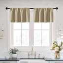 XTMYI Waterproof Blackout Fabric 18 Inch Valances for Windows,Beige