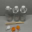 KMIGRUAN Half Gallon Heavy Duty Glass Milk Bottle with Handle and Airtight Reusable Lids, 4 Pack Clear Glass Milk Container for Refrigerator,Glass Milk Jar with Handle and Spout