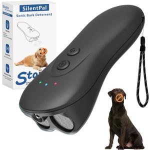 SILENTPAL Dog Bark Deterrent Device,Ultrasonic Anti-Barking Devices with Sonic Emitters,Up to 15Ft Long Range & Rechargeable Bark Control,Safe for Dogs Training,Indoor & Outdoor(Black)