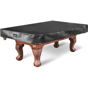 Pool Table Cover, Heavy Duty Leatherette Billiard Pool Table Covers Hard Top, Waterproof & Tearproof Cover for Pool Table 7/8/9 Feet Fitted (Black/Matte, 8FT-100"LX 56"WX 8"H)