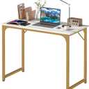 BestOffice Computer Desk,Home Office Desk, Modern Simple Style for Home Office Study Writing (Gold, 39 Inch)
