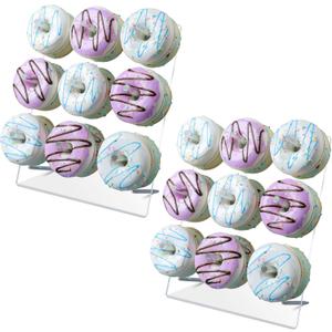 Donut Wall, 2 Pack Acrylic Donut Stands for Dessert Table, 12 x 10 Inches, Perfect for Birthday, Wedding, Baby Shower, Christmas