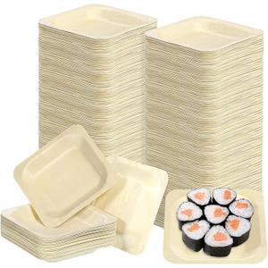 100 Pcs Disposable Square Palm Bowls Palm Leaf Bowls 4.5 x 4.5 x 0.6 Inch Bamboo Disposable Plates Square Wood Plates for Birthday Party Wedding Events Appetizer Dessert Catering and Home Use